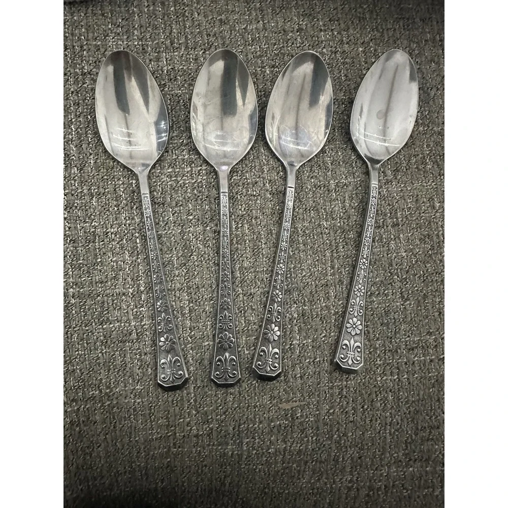 Interpur FLORENZ 8 Petal Set of 4 Teaspoons 6 1/4